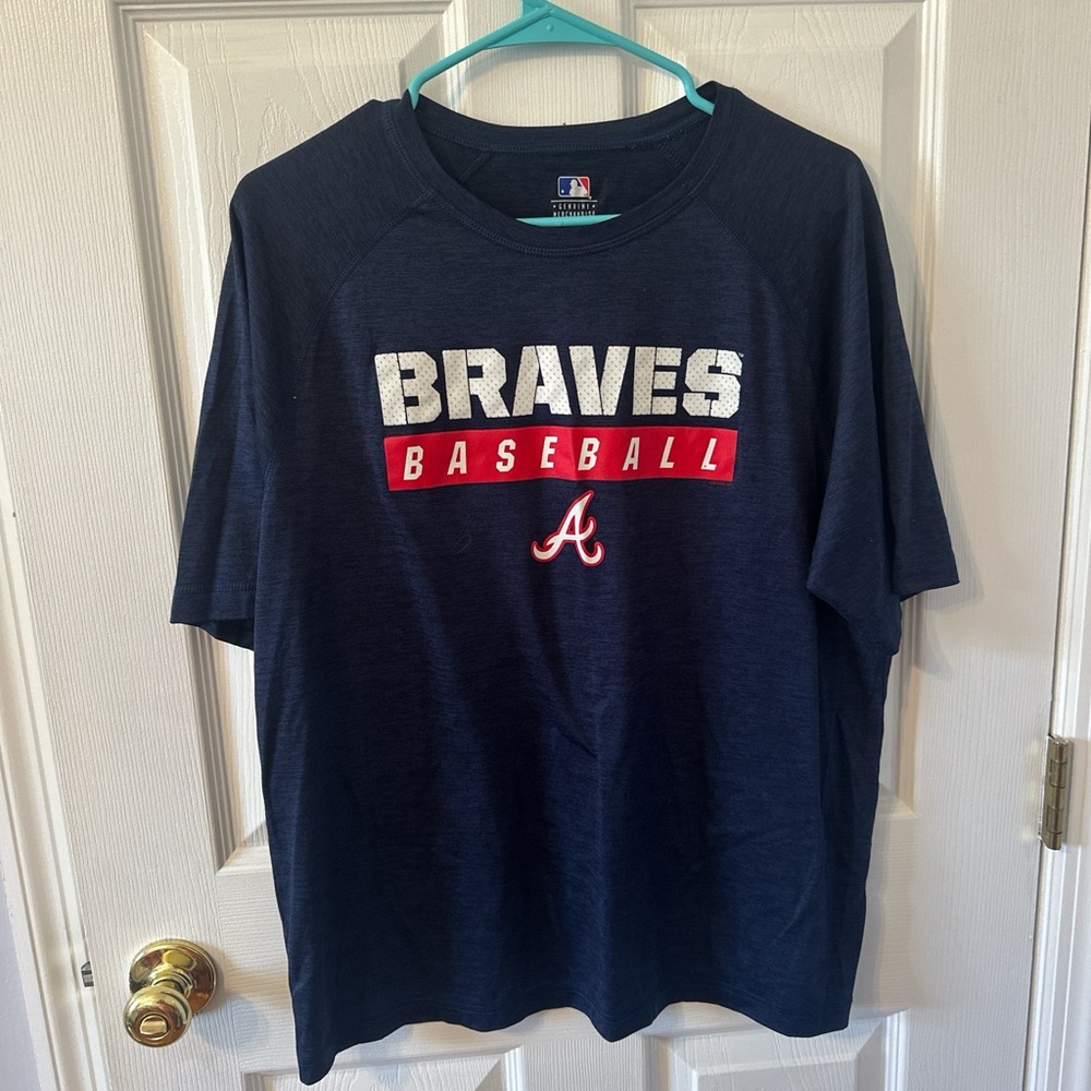 Genuine Merchandise Blue and Red Braves Short Sleeve Tee